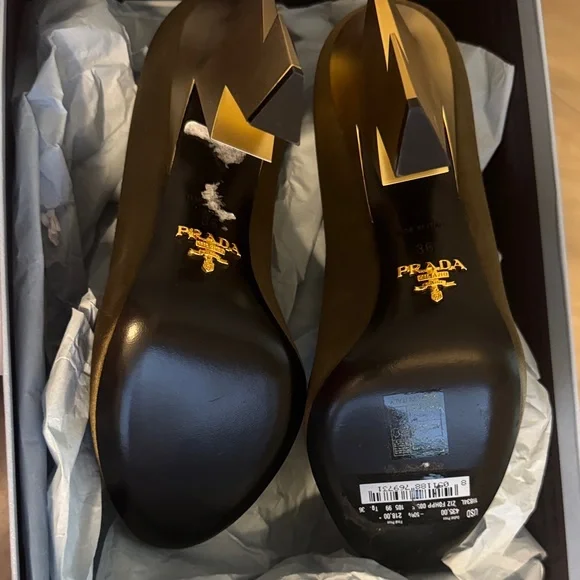 Prada Metallic Bronze Lightning-Heel Pumps - Picture 3 of 7